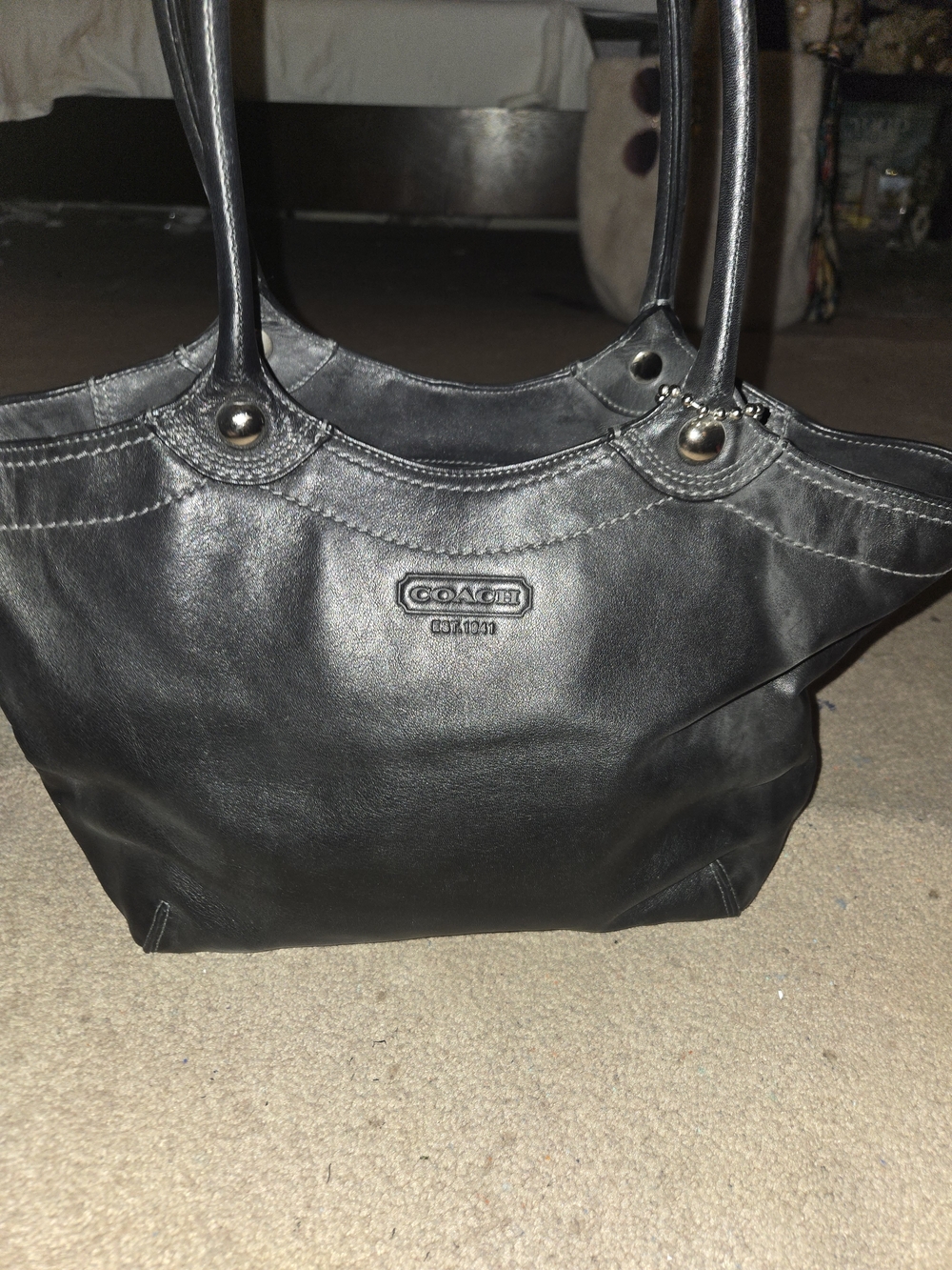 Coach Black Leather Tote Bag - Classic Women's Shoulder Bag